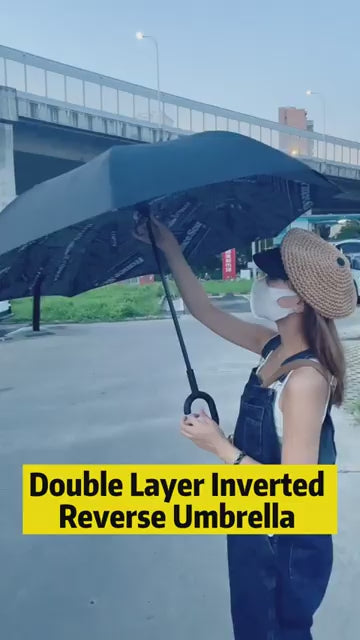 Double Layer Strong waterproof Umbrella with C- Shape Handle